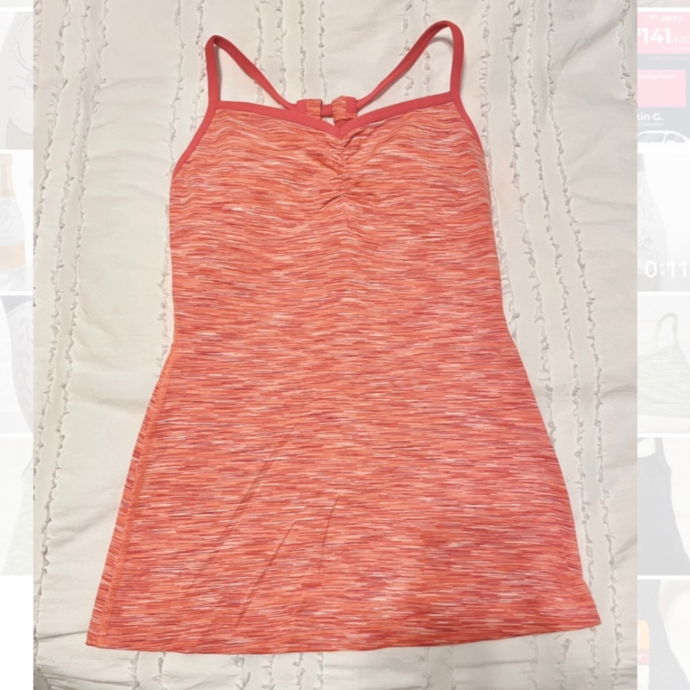Lucy athletic tank top in coral - built in bra - XS